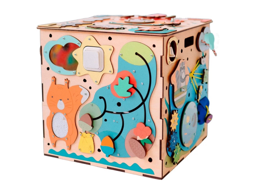 Tableau d'activités cube XXL avec LED - Forêt de conte de fées