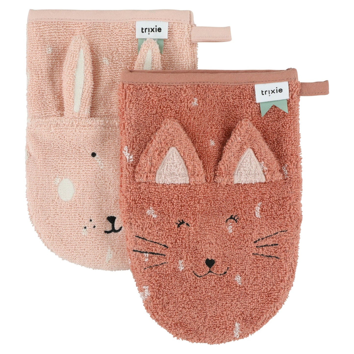 Lot de 2 gants de toilette | Mme, Chat - Mme, Lapin