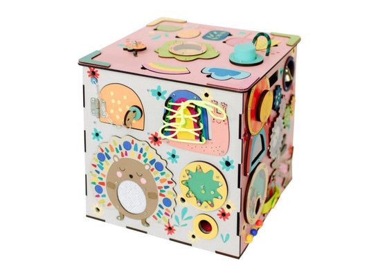 Tableau d'activités cube XXL avec LED - rose