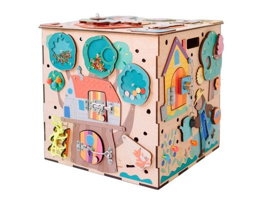 Tableau d'activités cube XXL avec LED - Forêt de conte de fées