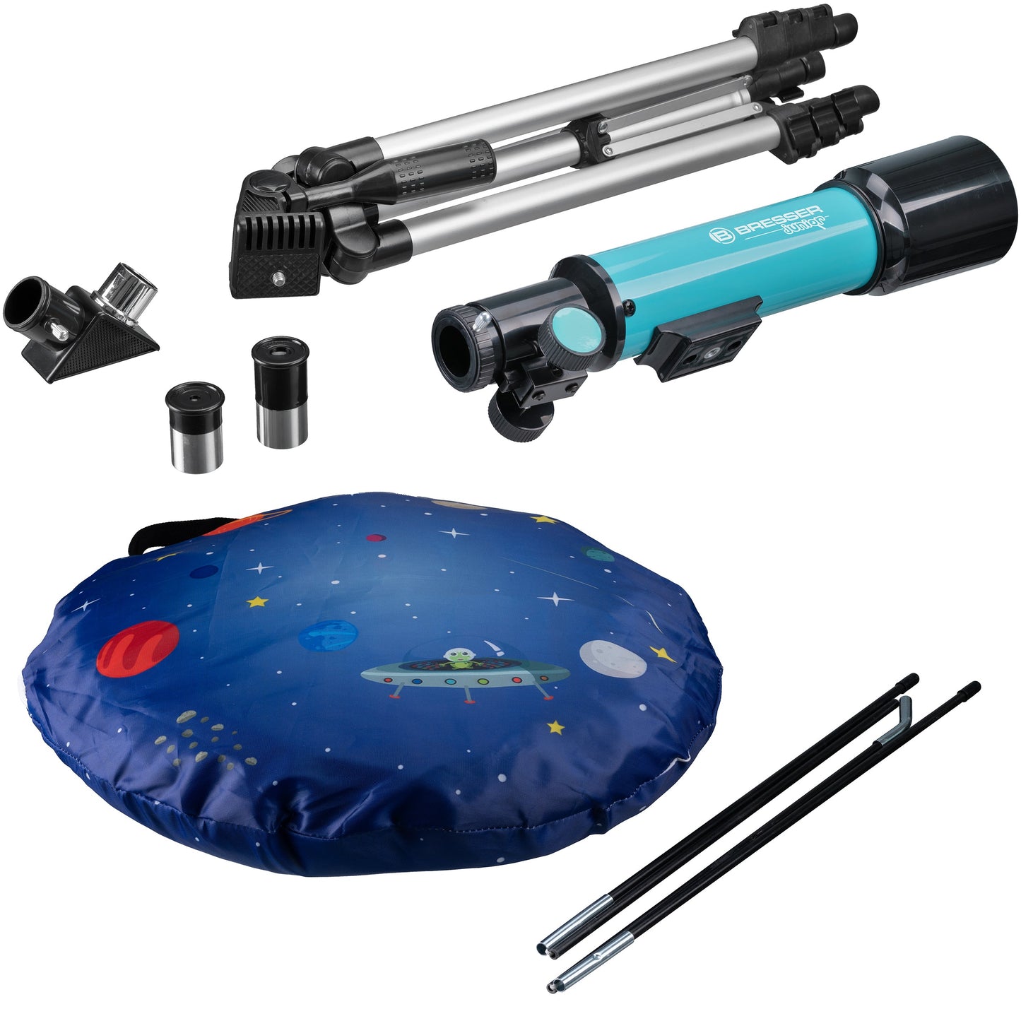 50/360 lenstelescoop met blauwe tent