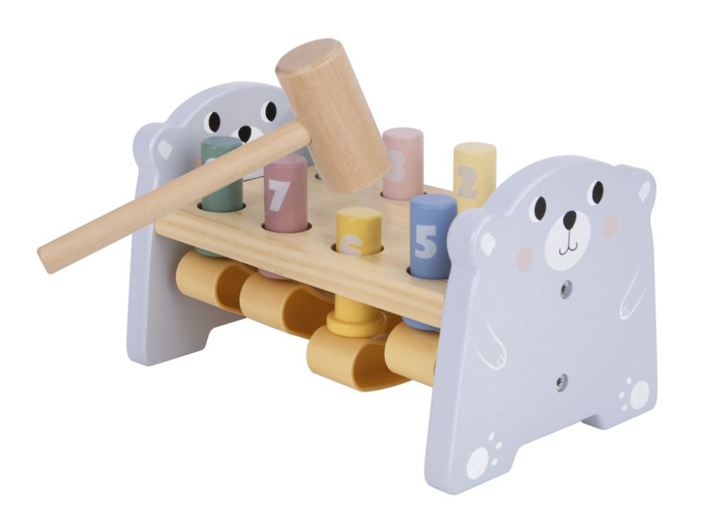 Marteau en bois en forme d'ourson avec chiffres
