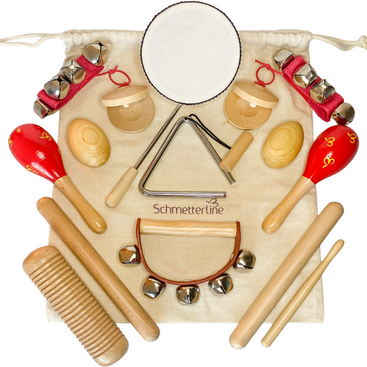 Ensemble d'instruments de musique de 15 pièces en bois