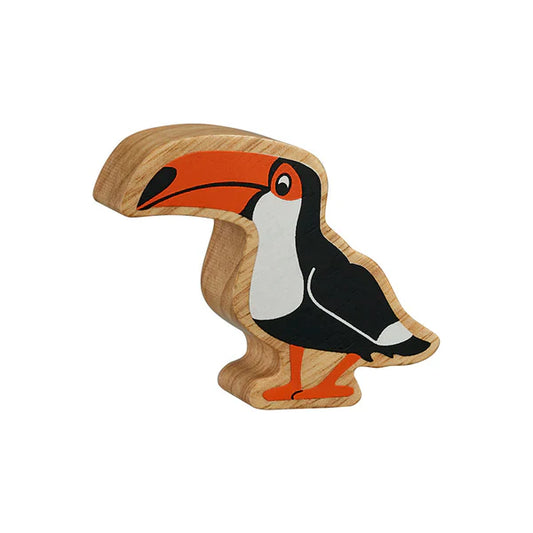 Toucan bois naturel peint