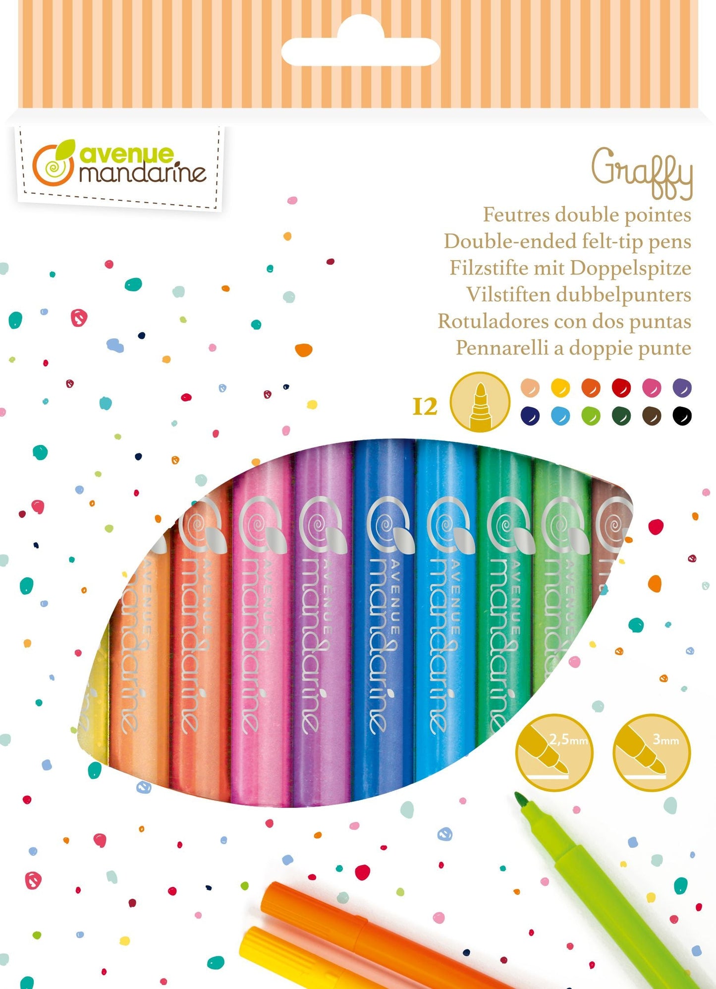 Pochette de 12 feutres double pointes