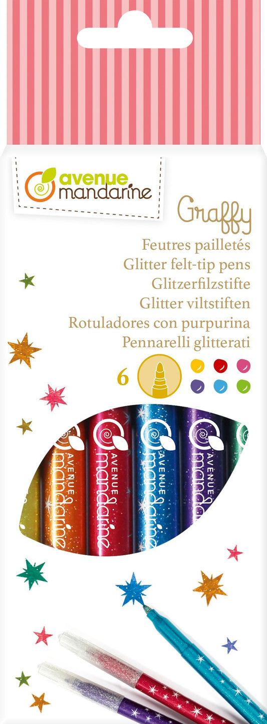 Pochette de 6 feutres pailletés