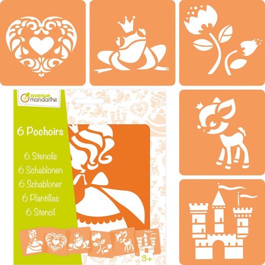 Set de 6 pochoirs enfants, Princesses