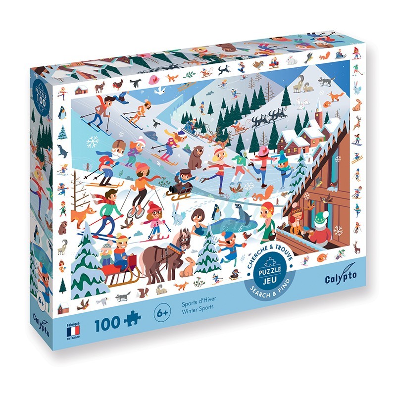 Puzzle 100 pcs - Cherche & Trouve - Sports d'hiver