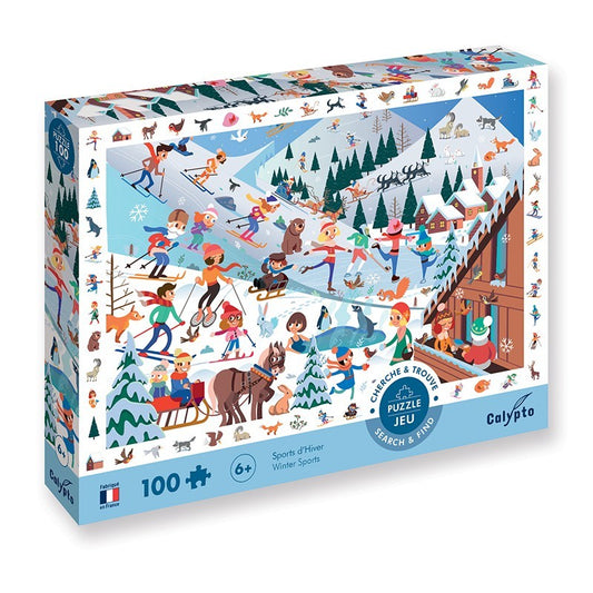 Puzzle 100 pcs - Cherche & Trouve - Sports d'hiver
