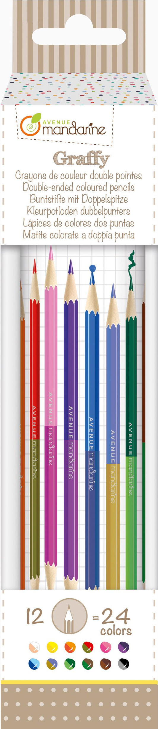 Tube de 12 crayons de couleur double pointes