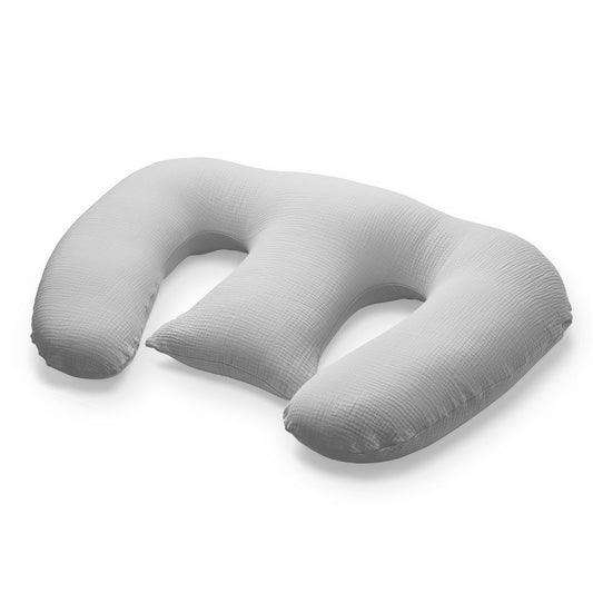 Coussin d’allaitement double en mousseline | Gris clair