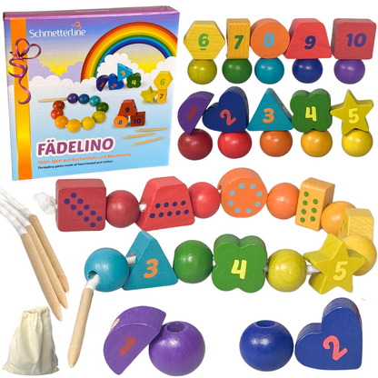Jeu en bois d'enfilage - Montessori