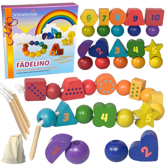 Jeu en bois d'enfilage - Montessori