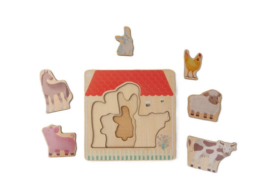 Puzzle en bois multicouche - Ferme avec animaux