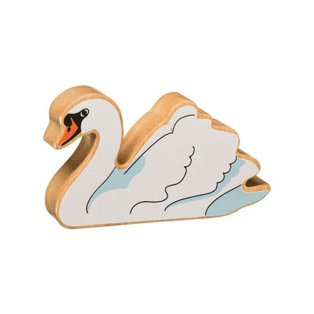 Cygne bois naturel peint