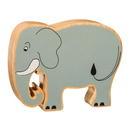 Eléphant bois naturel peint