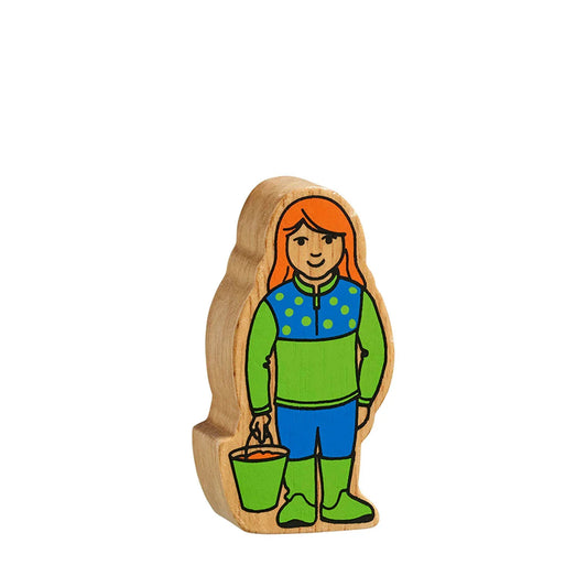 Fille de la ferme bois naturel peint