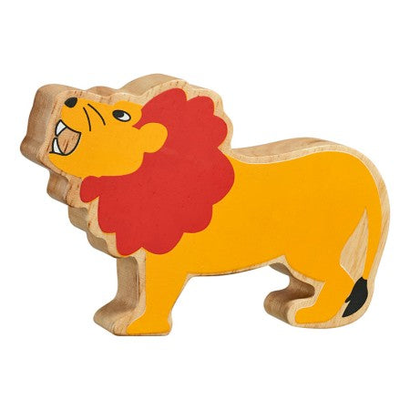 Lion bois naturel peint