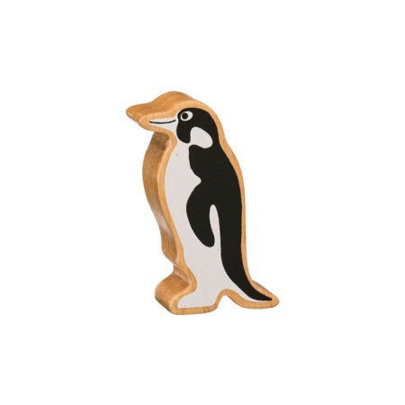 Pingouin bois naturel peint