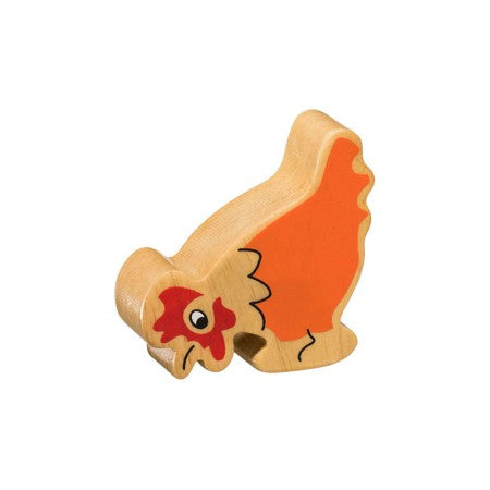 Poule bois naturel peint