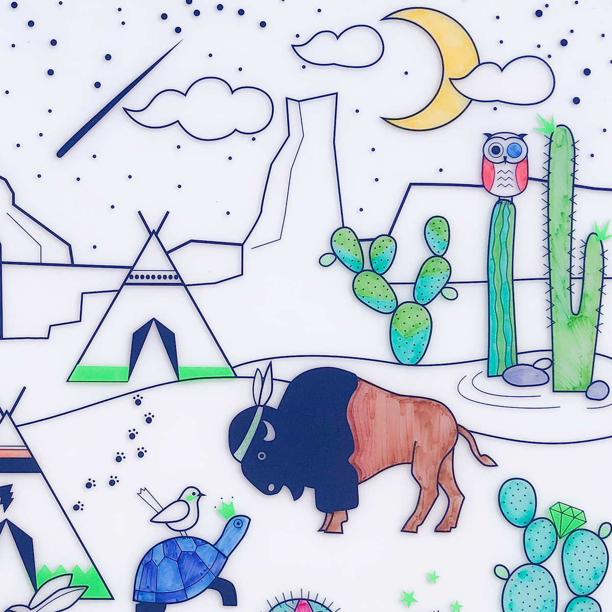 set à colorier La vallée des cactus