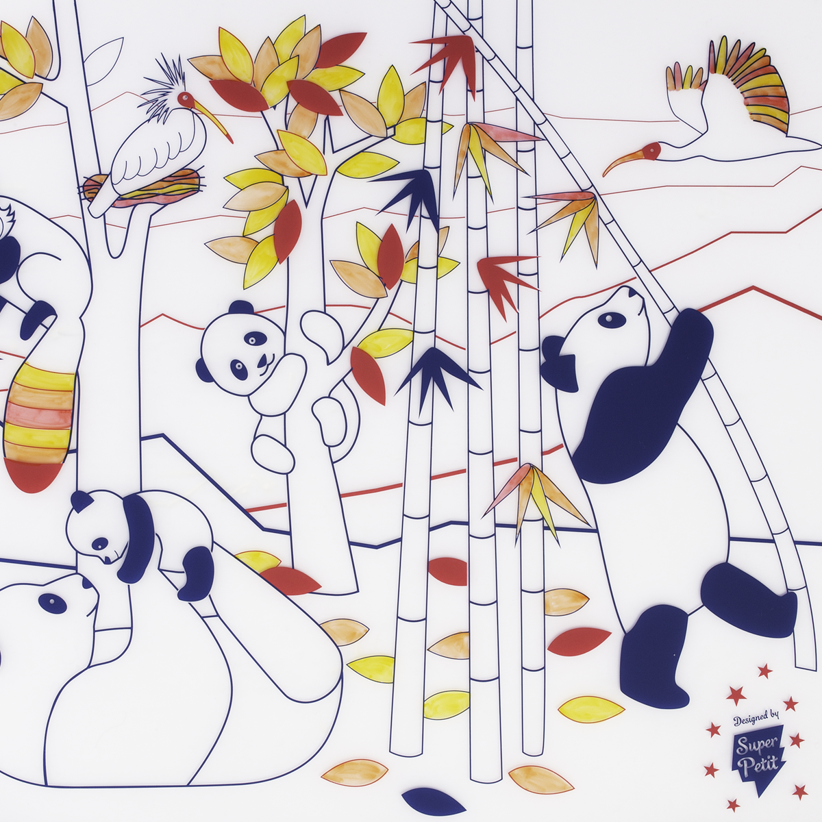 set à colorier les pandas d'Asie