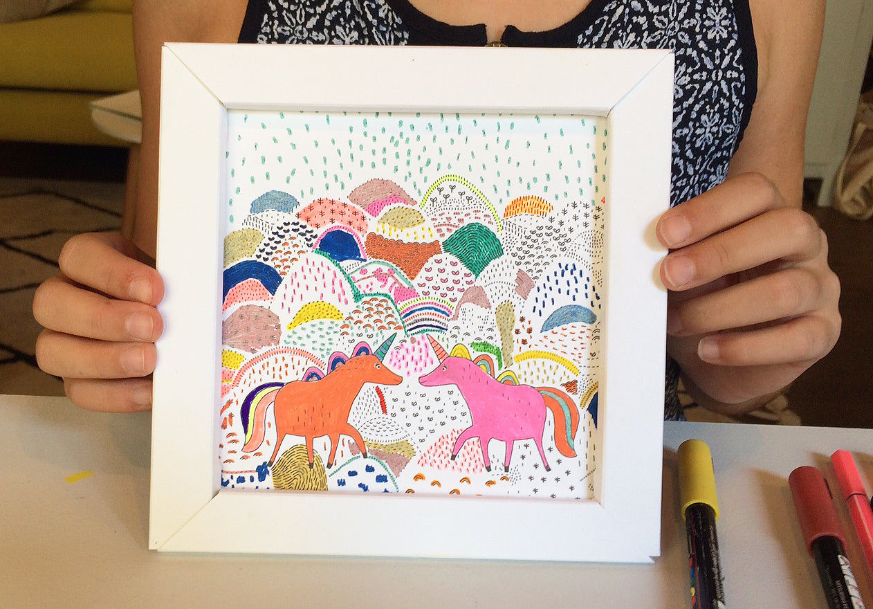 mes TABLEAUX LICORNES À COLORIER